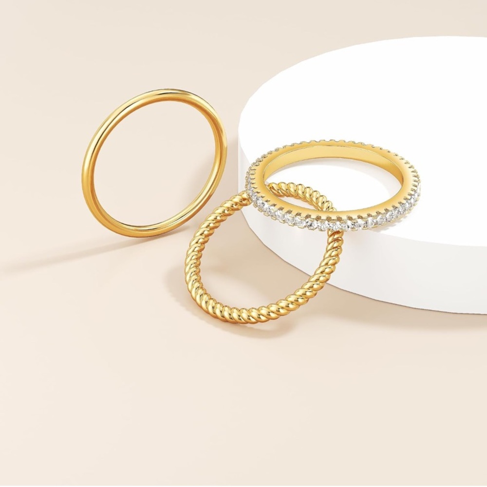 Elegant Gold-Tone Ring Set of 3 size 12 - Picture 4 of 7